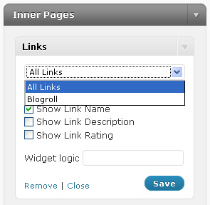 add a links widget